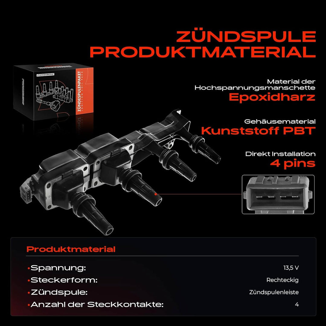 Frankberg Zündspule Zündmodul Kompatibel mit Berlingo 1.6L 2000-2011 C2 1.6L 2003-2009 C3 Pluriel 1.