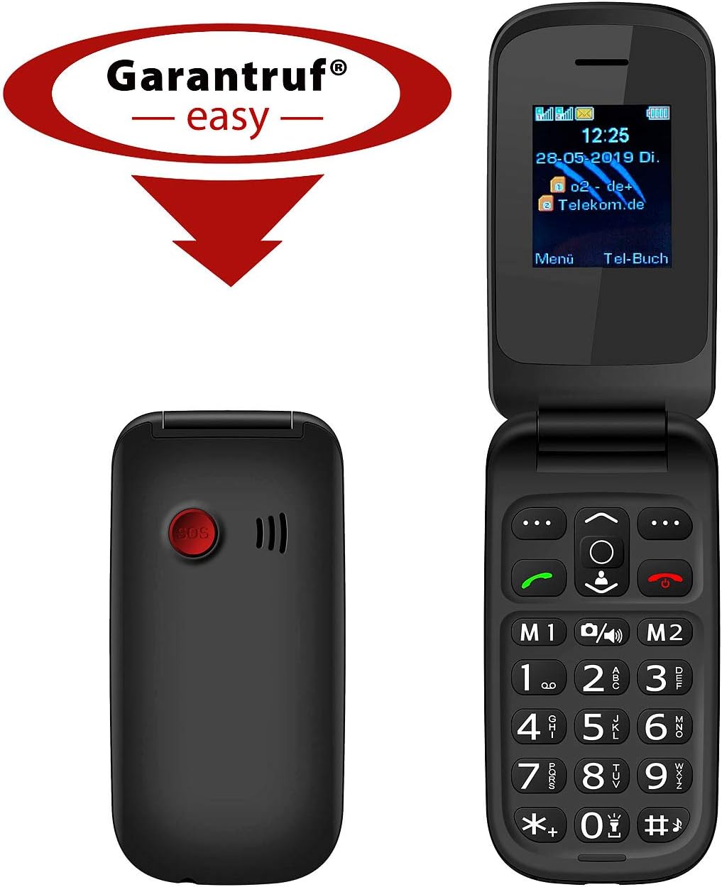 simvalley MOBILE Klapptelefon: Notruf-Klapphandy XL-949 mit Garantruf Easy, Dual-SIM und Bluetooth (