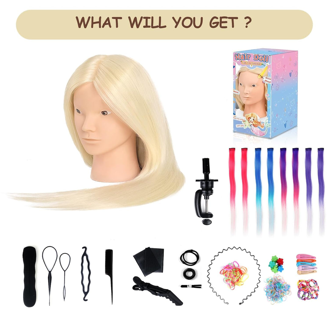 Frisierkopf Echthaar, TopDirect 66cm/26 Zoll 70% Echtes Haar Ubungskopf Friseur Trainingskopf mit Fl
