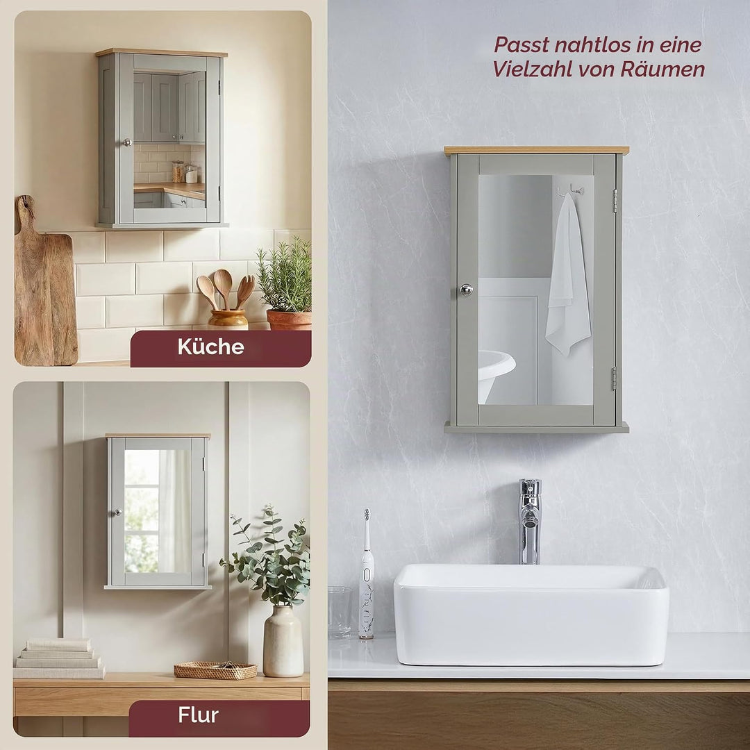 Bath Vida Hoch-& Midischränke fürs Bad, Mitteldichte Holzfaserplatte, Grau, Standard 1 Tür Grau, 1 T
