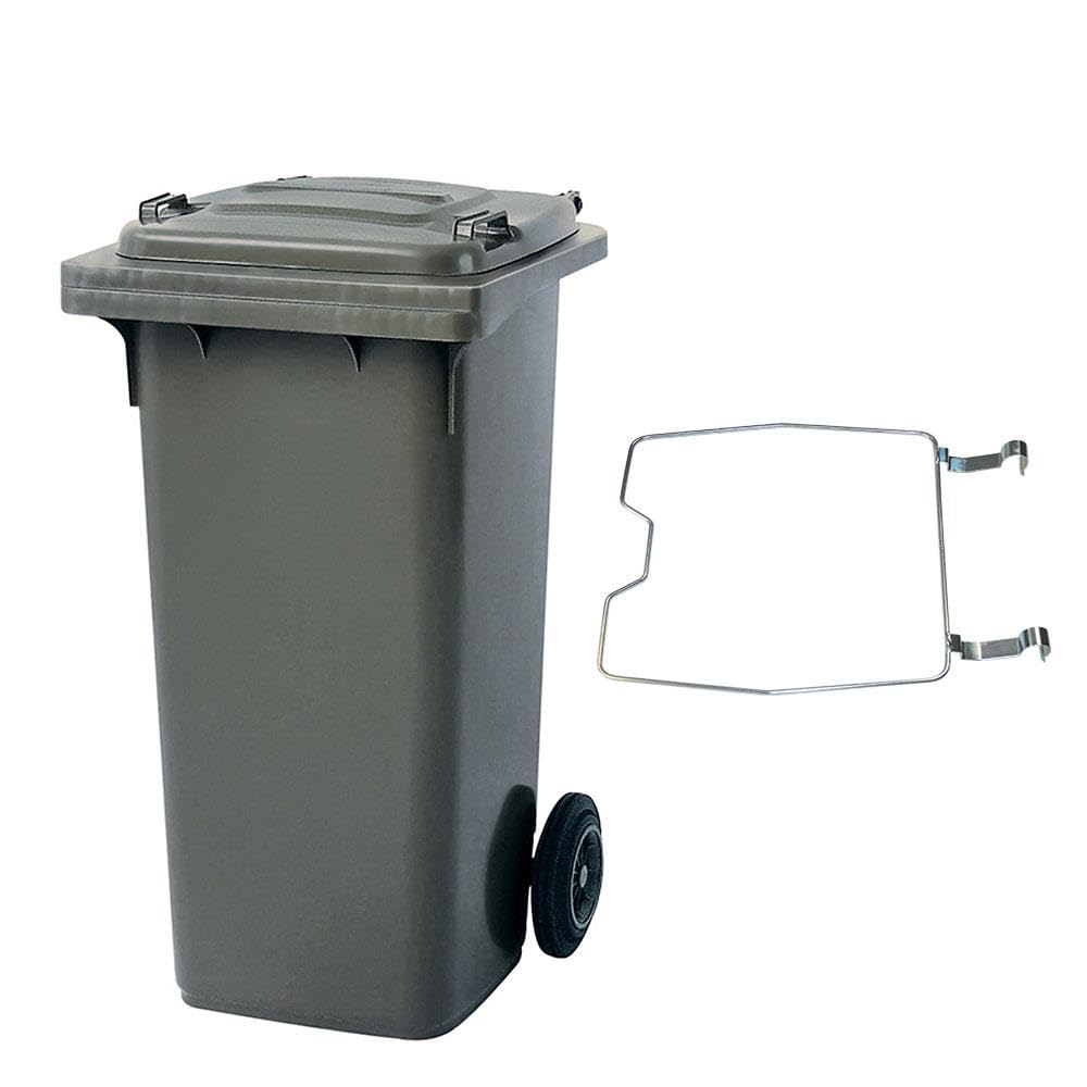 BRB Mülltonne MGB 120 Liter, mit Klemmring für Müllsäcke (grau), grau