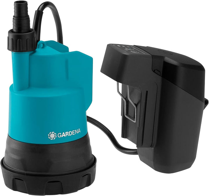 Gardena Akku-Klarwasser-Tauchpumpe 2000/2 18V P4A ohne Akku: Flachsaugende Akku-Tauchpumpe, integrie