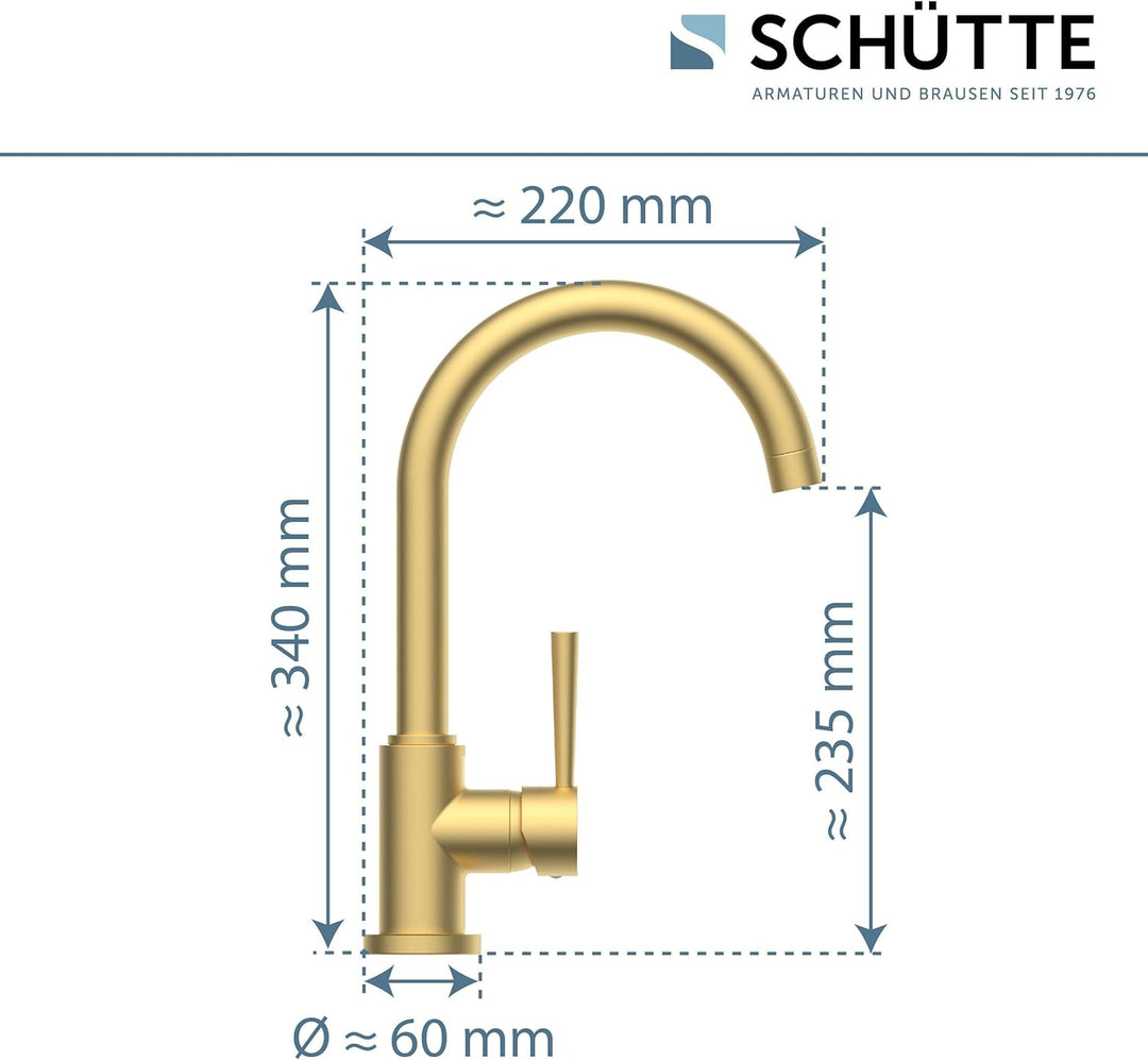 SCHÜTTE 79167 Küchenarmatur Cornwall, 360 Grad schwenkbarer Wasserhahn Küche, Mischbatterie für die