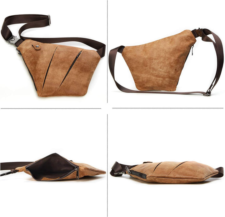 FANDARE Neu Brusttasche Segmentiert Schultertasche Herren Sling Bag Leder Crossover Rucksack Umhänge