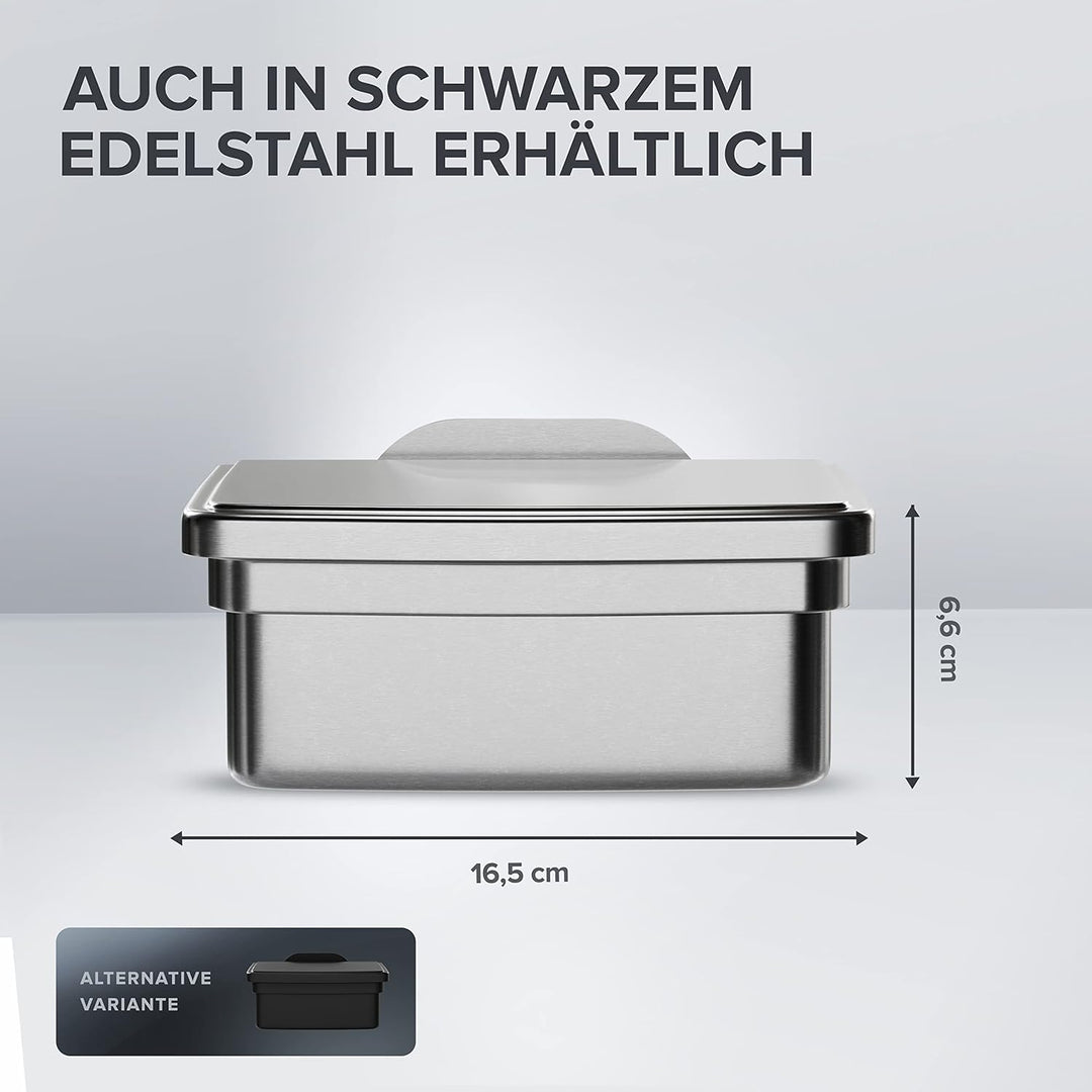 ovimar Feuchttücher Box mit Deckel Egense | in edlem Silber poliertem Edelstahl | ohne Bohren | Dami