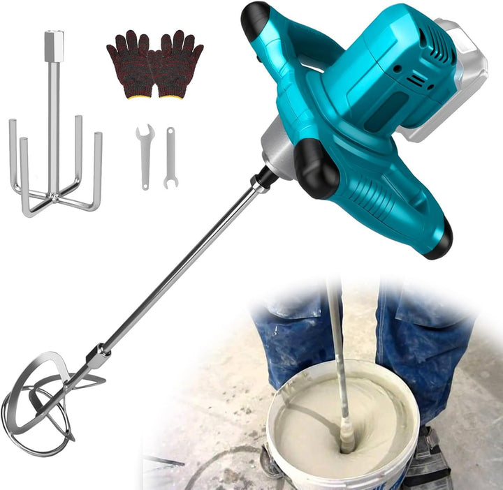 Akku Rührwerk für Farbe und Beton, Kompatibel mit Makita 18V Akku, Elektrischer Mörtelrührer mit 6 G