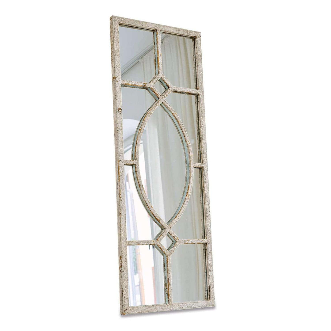 Loberon® Spiegel Millery, Eisen, Glas, MDF, H/B/T ca. 90/33 / 2 cm, antikweiss