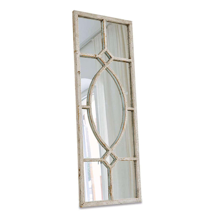 Loberon® Spiegel Millery, Eisen, Glas, MDF, H/B/T ca. 90/33 / 2 cm, antikweiss