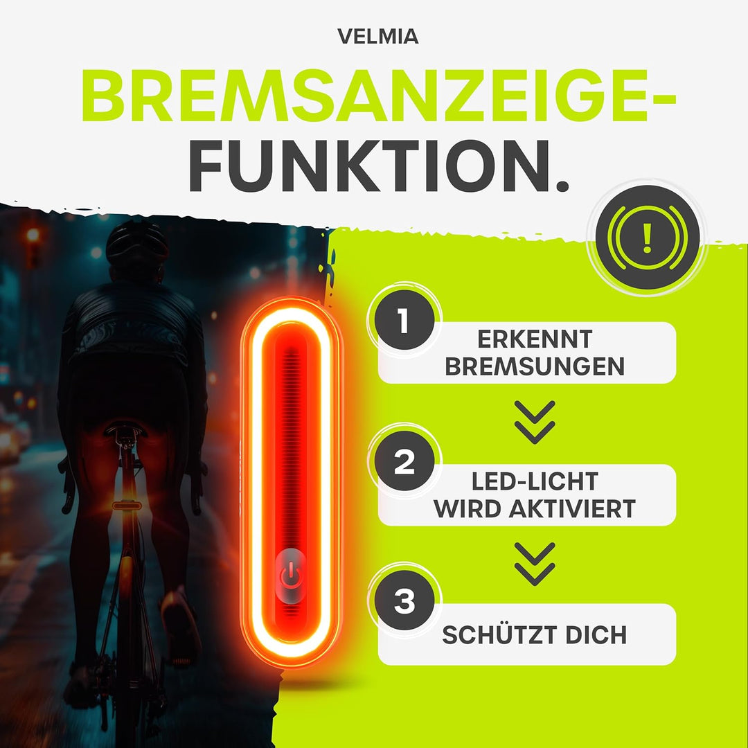 Velmia Fahrradlichter Set StVZO zugelassen mit USB Akku-Betrieb und 8,5h Leuchtdauer I LED Fahrradli