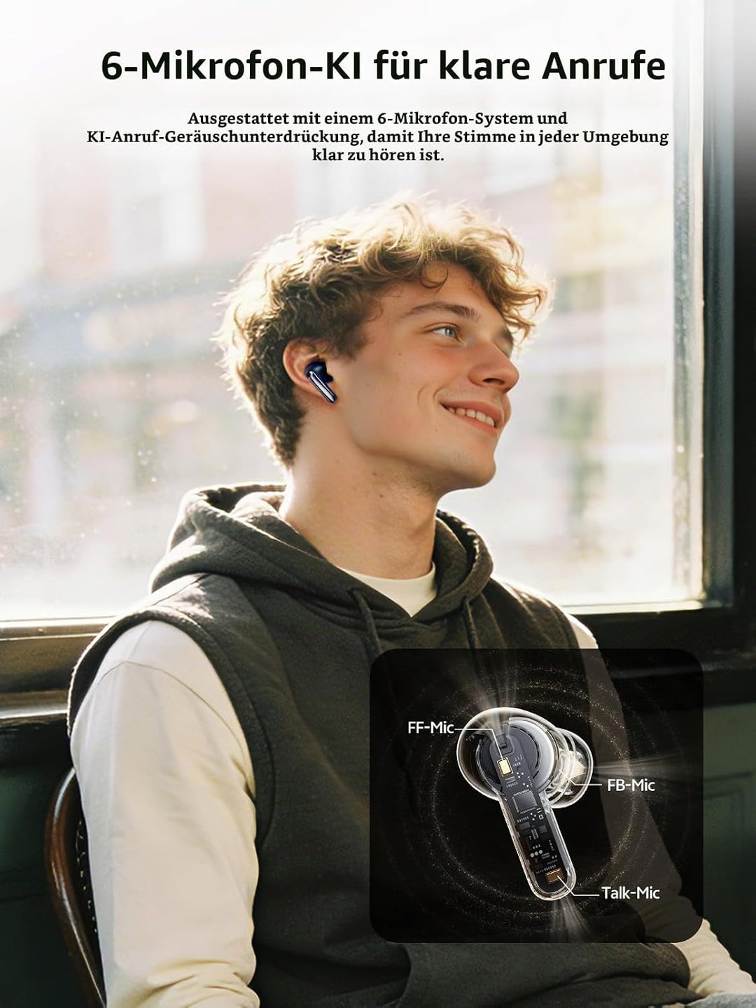 QCY Melobuds N20 In Ear Kopfhörer Bluetooth Noise Cancelling,Bluetooth kopfhörer mit -50dB Adaptive