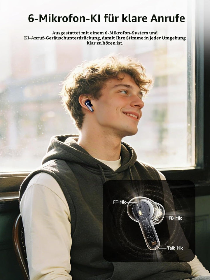 QCY Melobuds N20 In Ear Kopfhörer Bluetooth Noise Cancelling,Bluetooth kopfhörer mit -50dB Adaptive