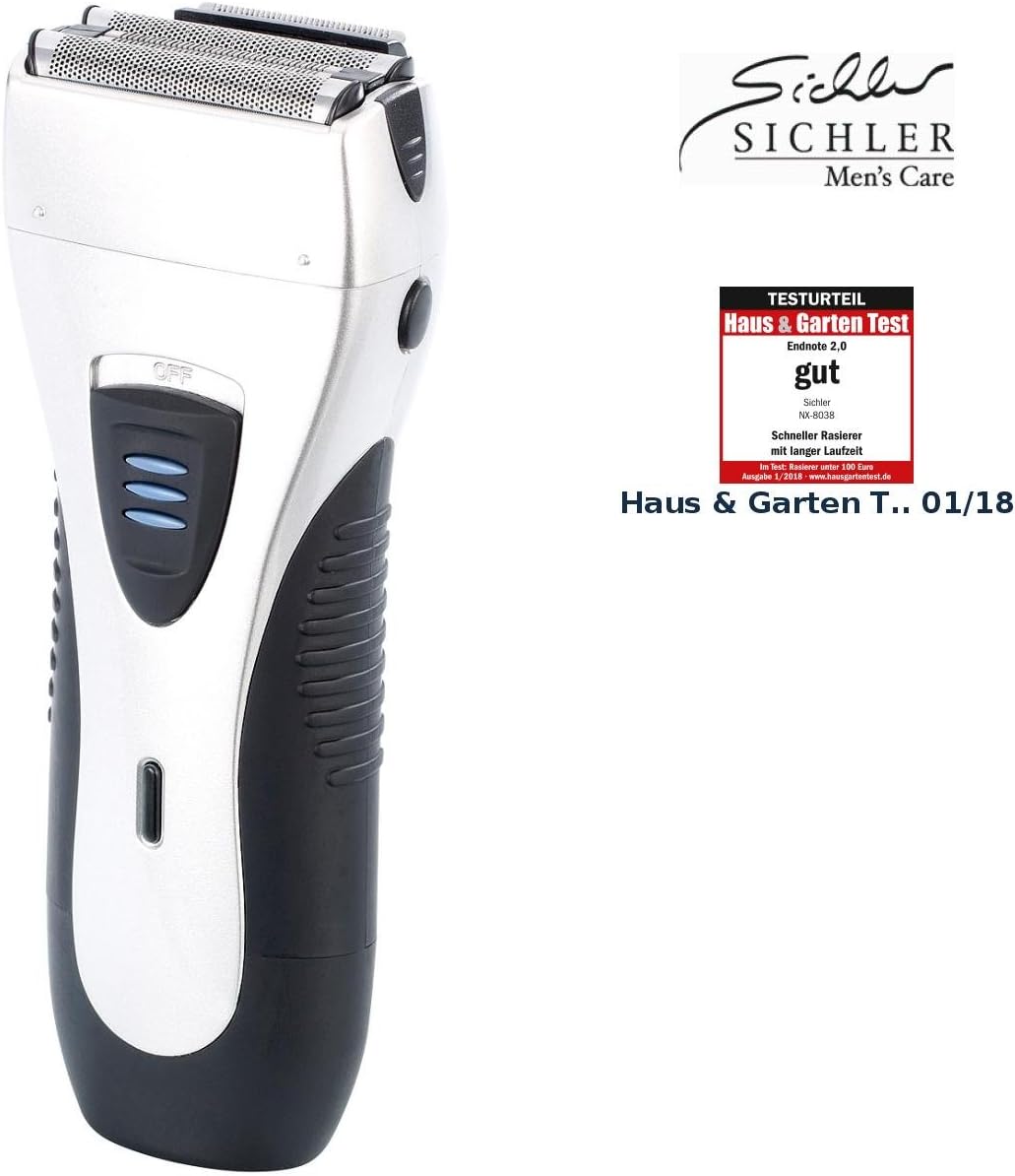 Sichler Men's Care Rasierapparat: Elektrischer Nass- & Trocken-Rasierer, 3-fach-Schersystem, Akku, I