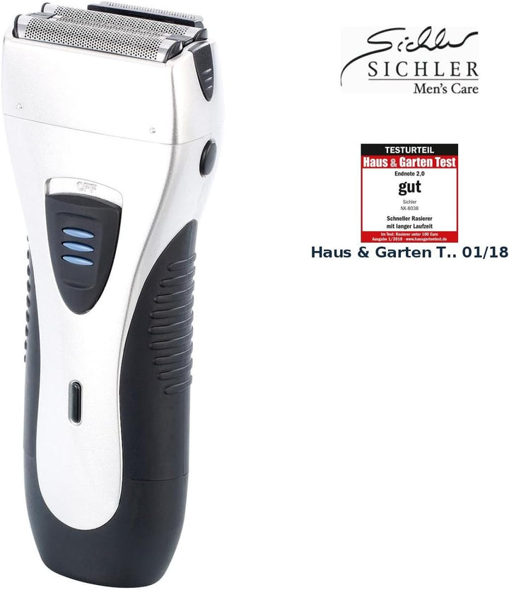 Sichler Men's Care Rasierapparat: Elektrischer Nass- & Trocken-Rasierer, 3-fach-Schersystem, Akku, I