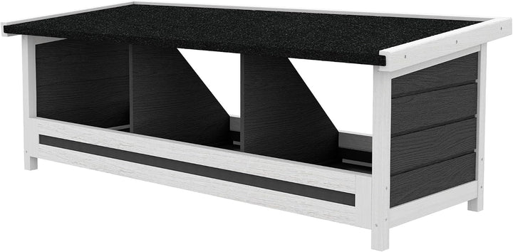 PawHut Holz Hühner Nistkasten, 3-Loch, Hühnerstall Nistkasten, Grau L 95 x B 37 x H 34 cm, L 95 x B