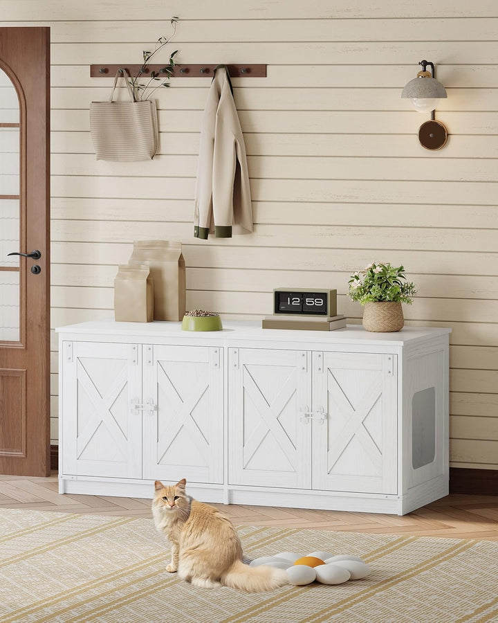 Hzuaneri Katzenschrank, Katzenklo Schrank für 2 Katzen, Versteckter Katzentoilettenschrank, Katzenha