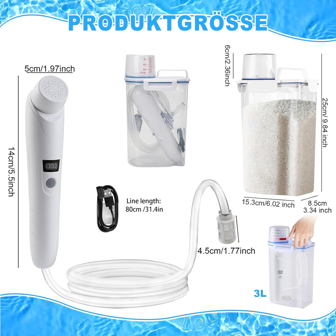 Portable Elektrisch Bidet, Bidet Po Dusche, Tragbare Dusche | mit 3L Weiss-Blaue Wasserbehälter für