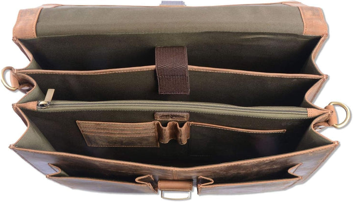 WILD WOODS Original Aktentasche Leder XL mit Laptopfach 15,6 Zoll grosse Ledertasche zum Umhängen au