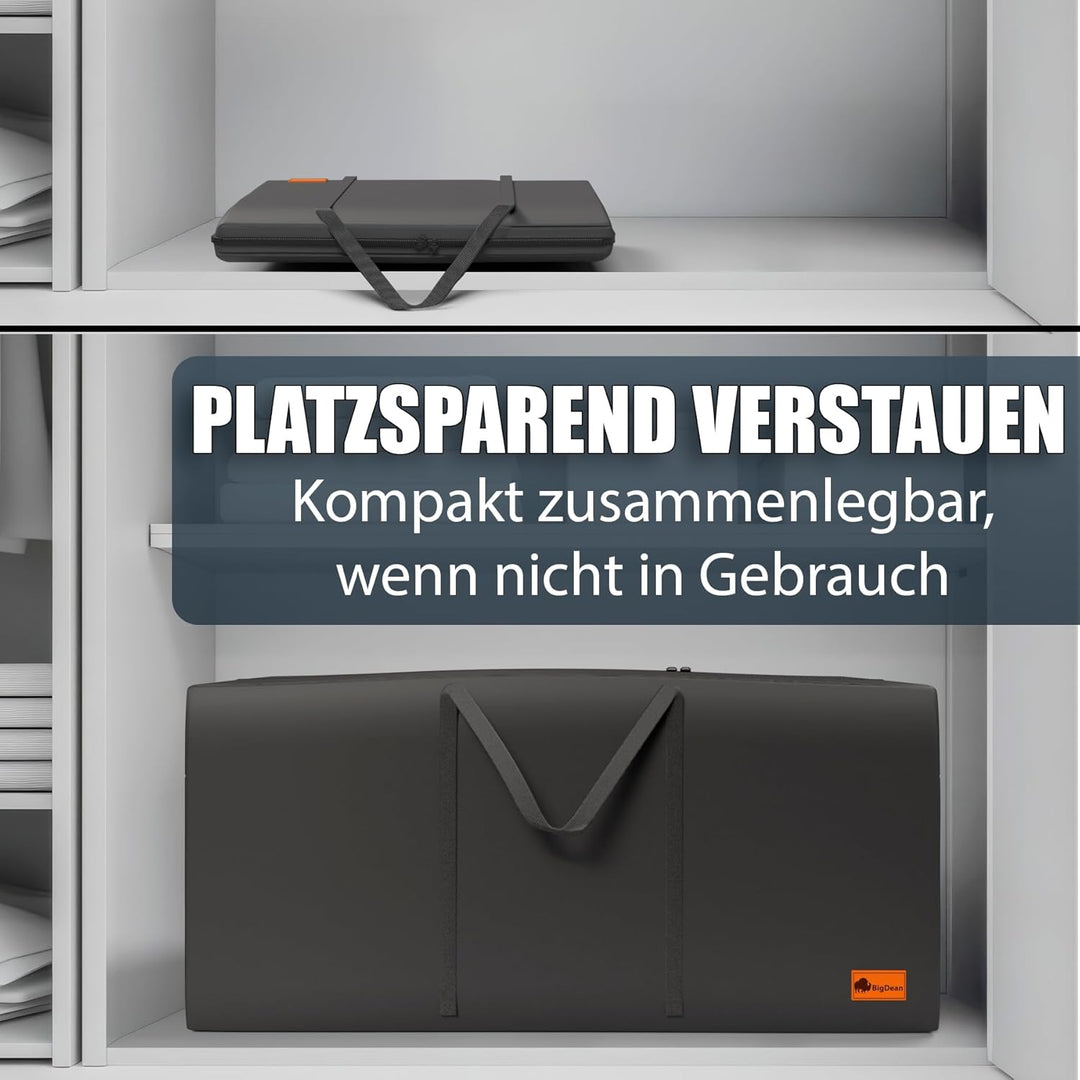 2 Stück Extra Grosse Aufbewahrungstasche 100×55×35 cm – Faltbare Tragetasche mit Reissverschluss – R