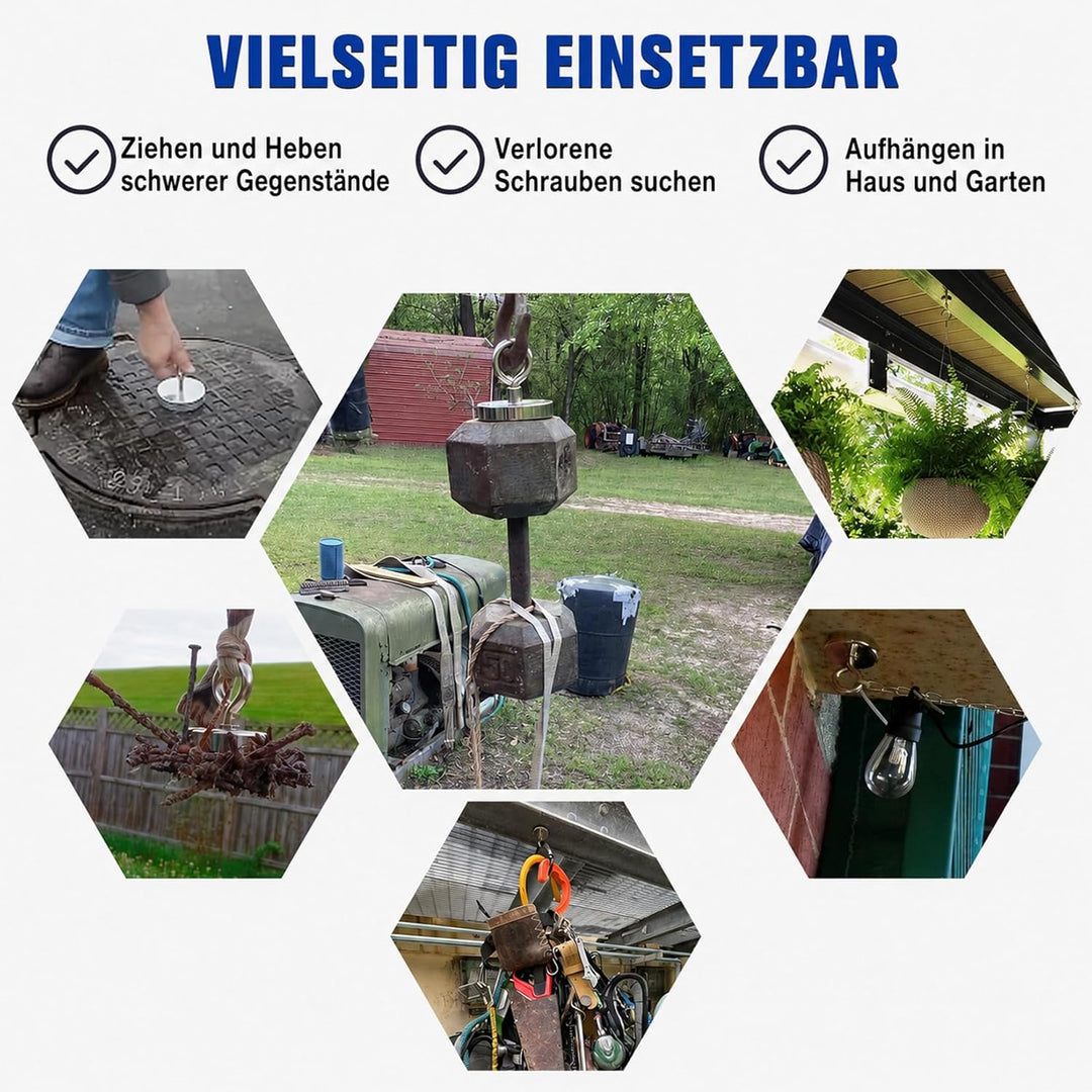 FINDMAG Superstarke Neodym-Angelmagnete, 700 Pfund (317 kg) Zugkraft, Seltenerdmagnet mit versenktem