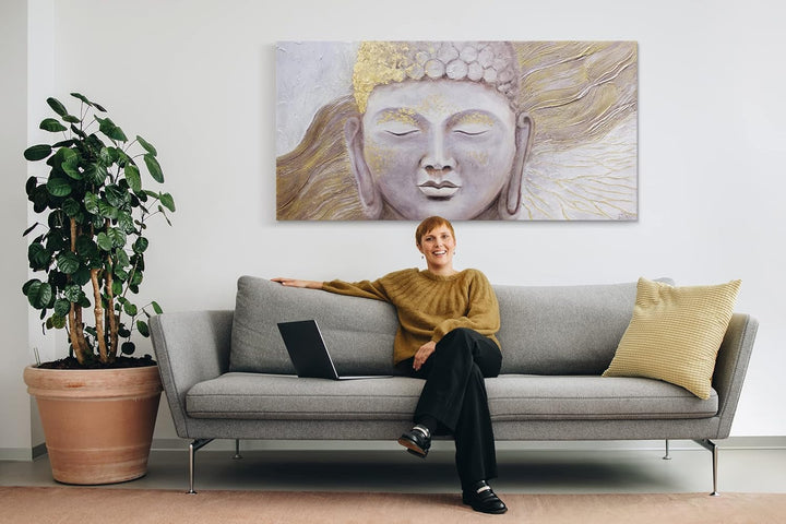 YS-Art Abstrakt Stil Acryl Gemälde auf Leinwand Erleuchtung handgemalt Wandbilder Wohnzimmer modern