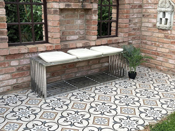 DanDiBo Gartenbank Edelstahl Metall Wetterfest Massiv 150 cm Sitzbank Bank Garten 96429 Parkbank Lam