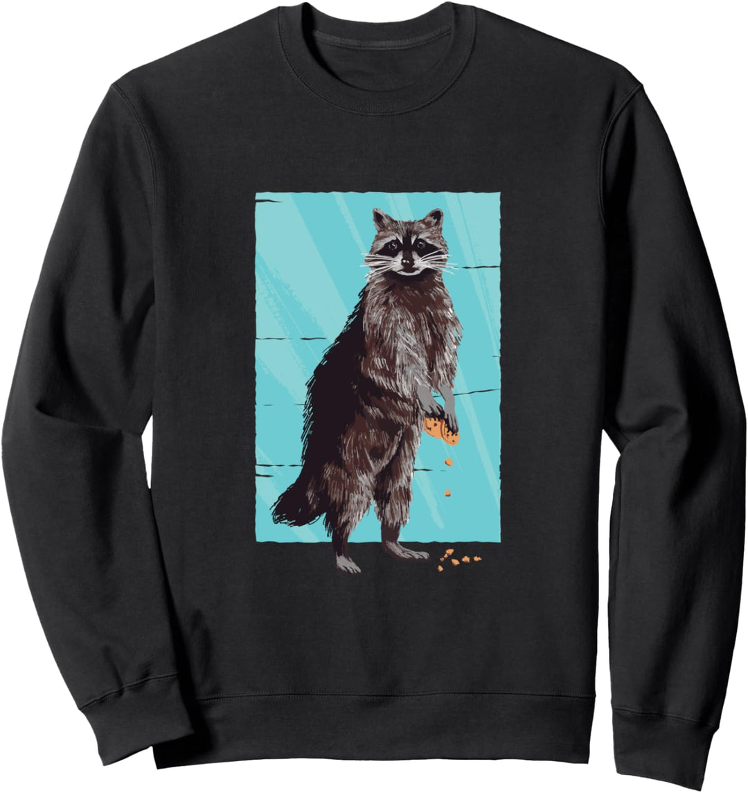 Niedliches Tier-Design mit Waschbär mit gestohlenen Keksen. Sweatshirt