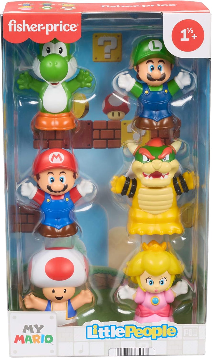 Fisher-Price Little People Kleinkindspielzeug My Mario Figurenset mit 6 Charakteren für Rollenspiele