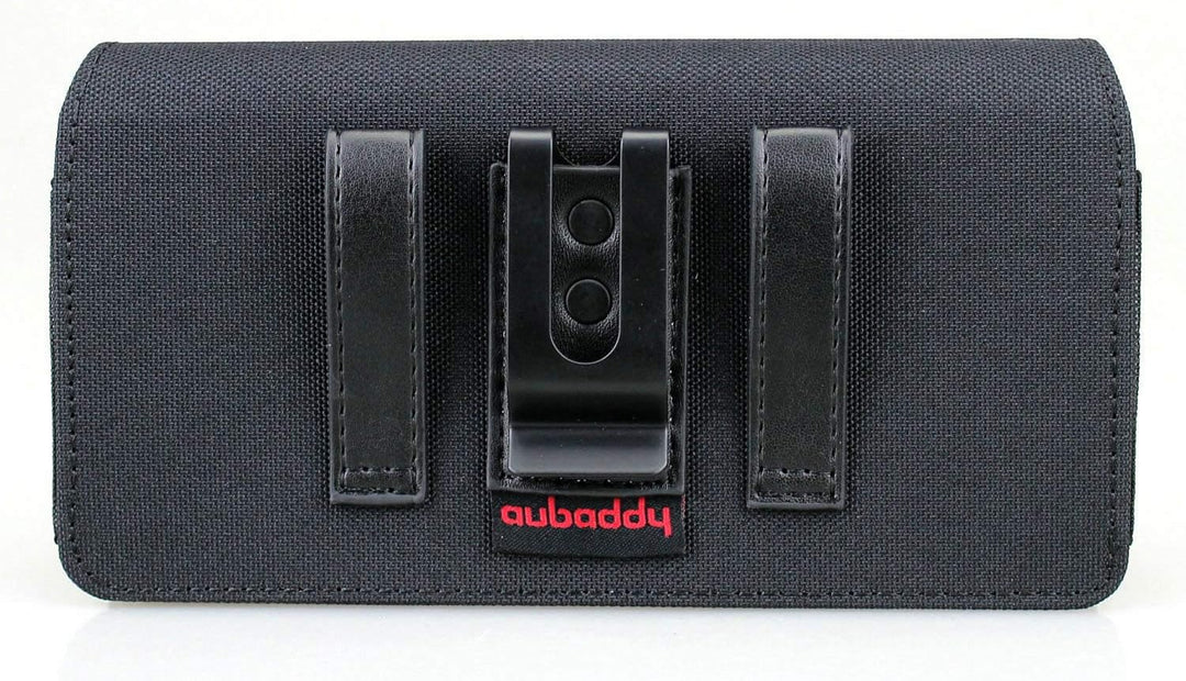 aubaddy Gürteltasche für Zwei Handys, Querformat, Nylon Double Decker Gürtelclip für iPhone 11 Pro M