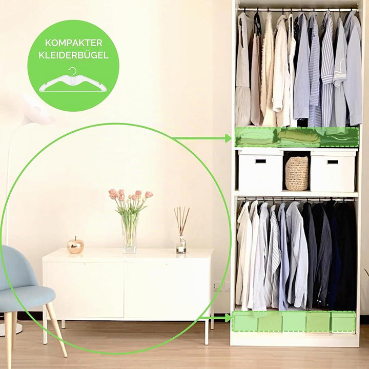 HOMPLEMENT Platzsparender Kleiderbügel – 20 Stück – mit verstellbarem Haken – Kleiderbügel – Made in