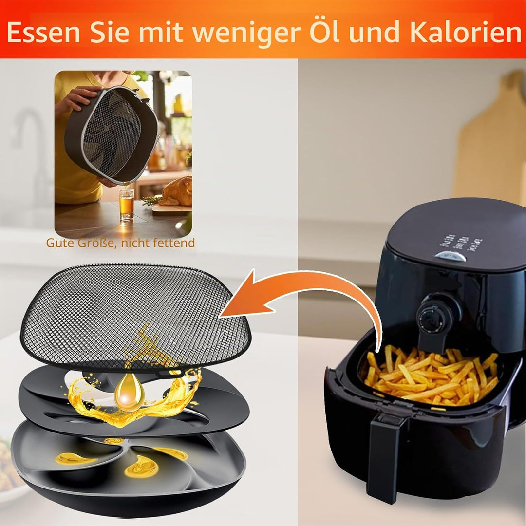 Air Fryer Zubehör für Philips, 18,3 cm quadratische Abtropfschale für Philips HD9741 3QT Tray Rack k