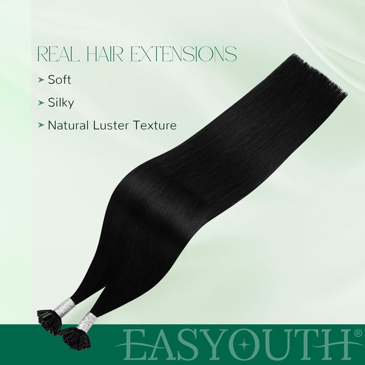 Easyouth U Tip Keratin Remy Echthaar Extension Hot Fusion U Tips Echthaar 22 Zoll 50g/50Stück Farbe