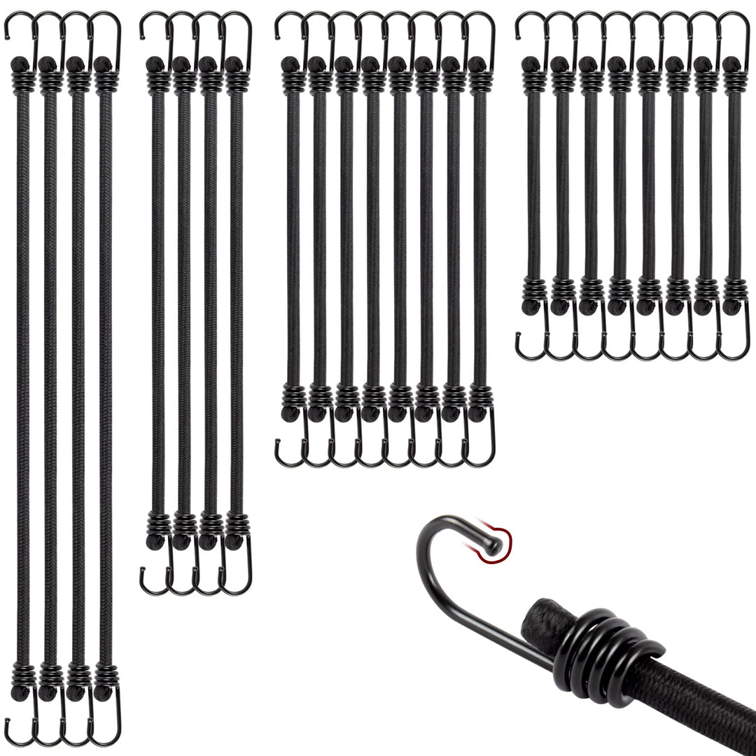 TaoTazon Spanngummi mit Haken, Expander mit Haken 24 Stück, Verschiedene Universalgrössen Gepäckspan
