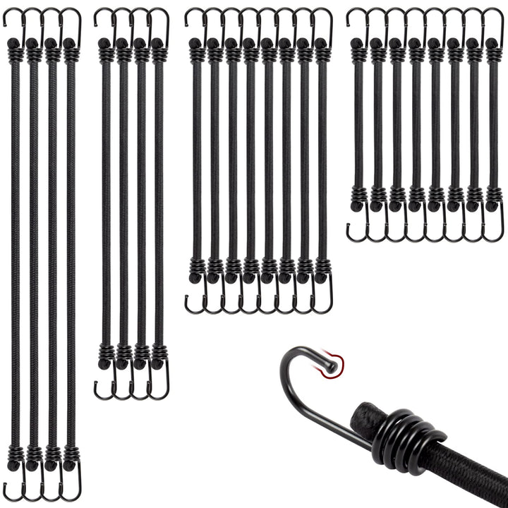 TaoTazon Spanngummi mit Haken, Expander mit Haken 24 Stück, Verschiedene Universalgrössen Gepäckspan
