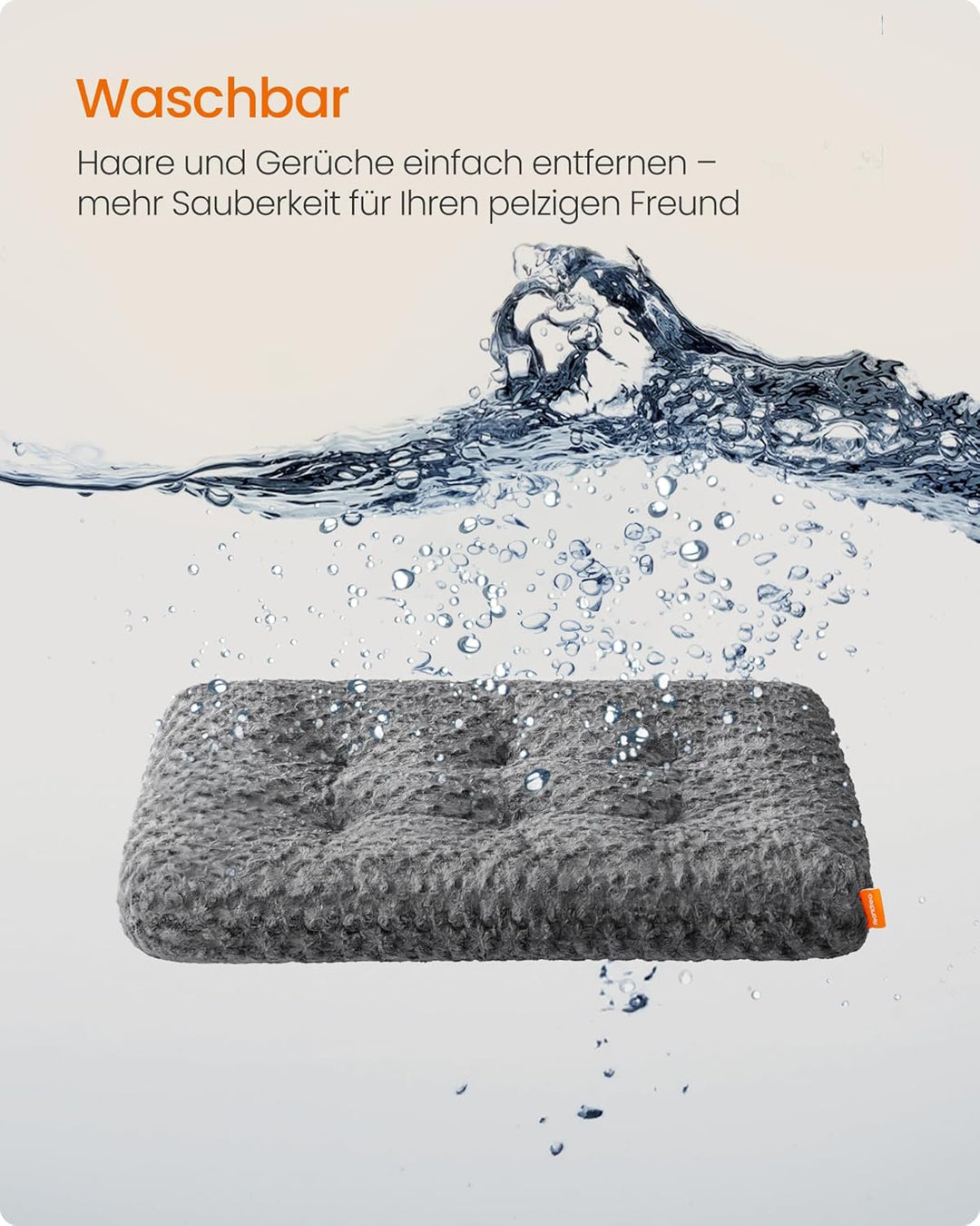 Feandrea Hundebett, Hundekissen M, für kleine Hunde, Flauschige Hundematte, Plüsch, 80 x 50 cm, weic