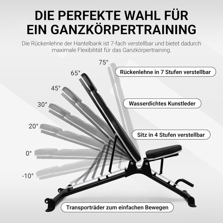 Hantelbank Premium Multifunktion mit verstellbarer Schrägbank - Fitnessbank bis zu 200kg Sport