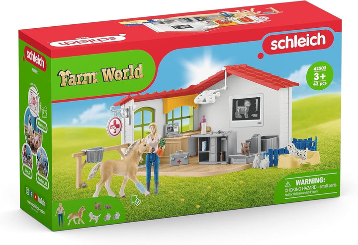 schleich 42502 Tierarzt-Praxis mit Haustieren, für Kinder ab 3+ Jahren, FARM WORLD - Spielset neue V