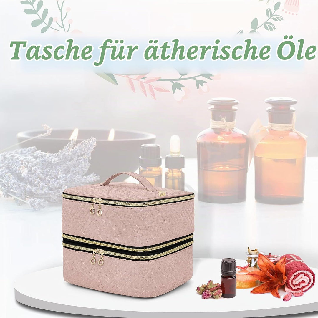Luxja Ätherische Öl Tasche, Doppelschicht Aufbewahrungstasche für Öle und Zubehör, Öl Tasche für 60