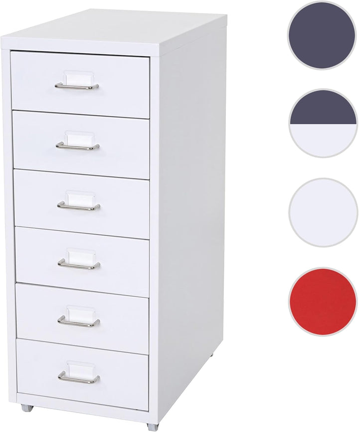 PROREGAL Rollcontainer Housten HxBxT 69x28x41cm 6 Schubladen Rot Schubladenschrank Stahlschrank 6 St