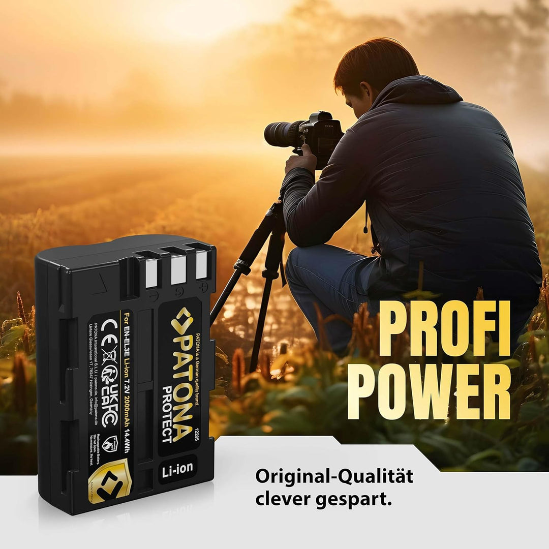 PATONA 2X Protect V1 Akku EN-EL3E Kompatibel mit Nikon D700 D300 D200 D100 D80 D70 D50