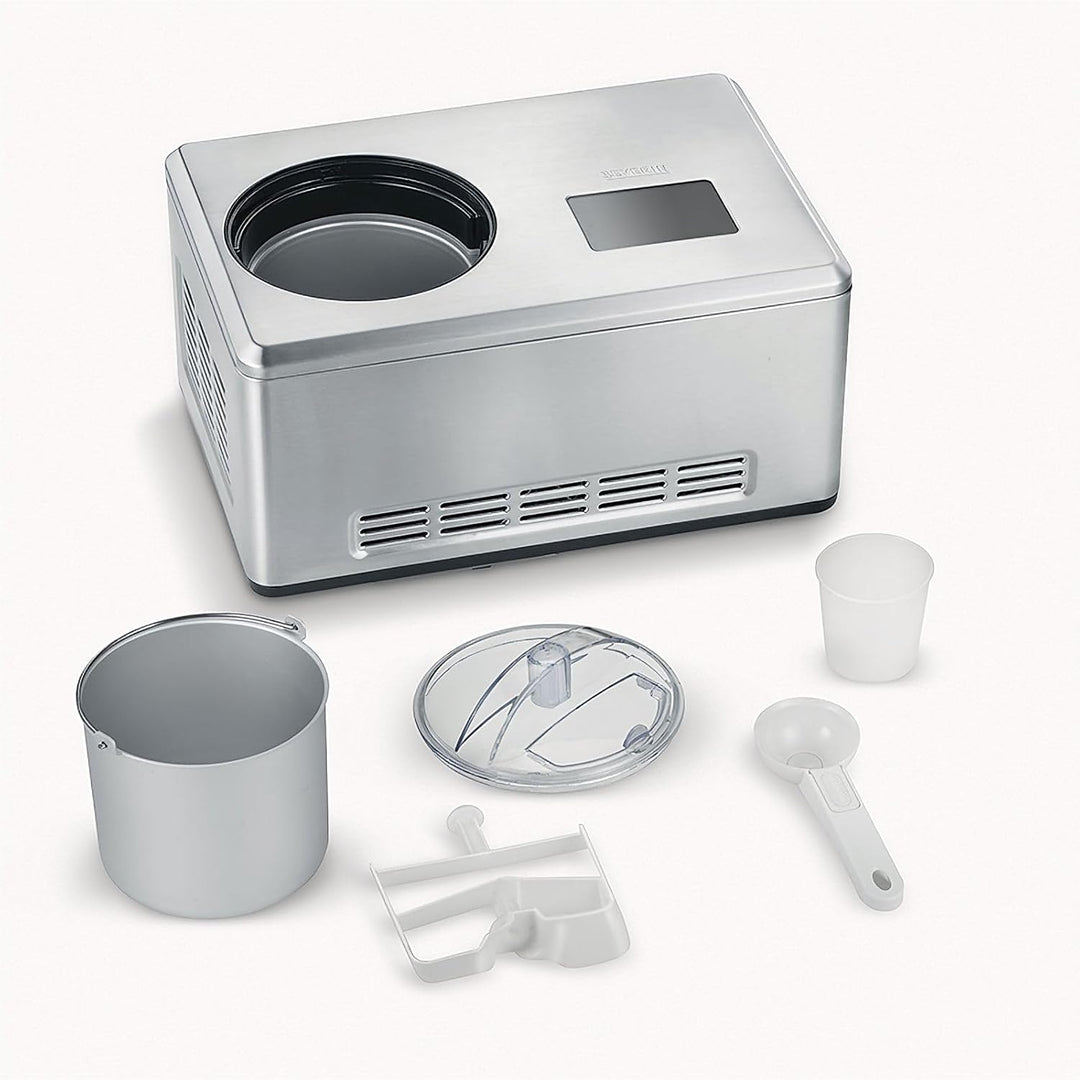 Severin 2-in-1 Eismaschine mit Joghurtfunktion, Inkl. Eisbehälter (2L) und Rezeptbuch, Digitaler Tim