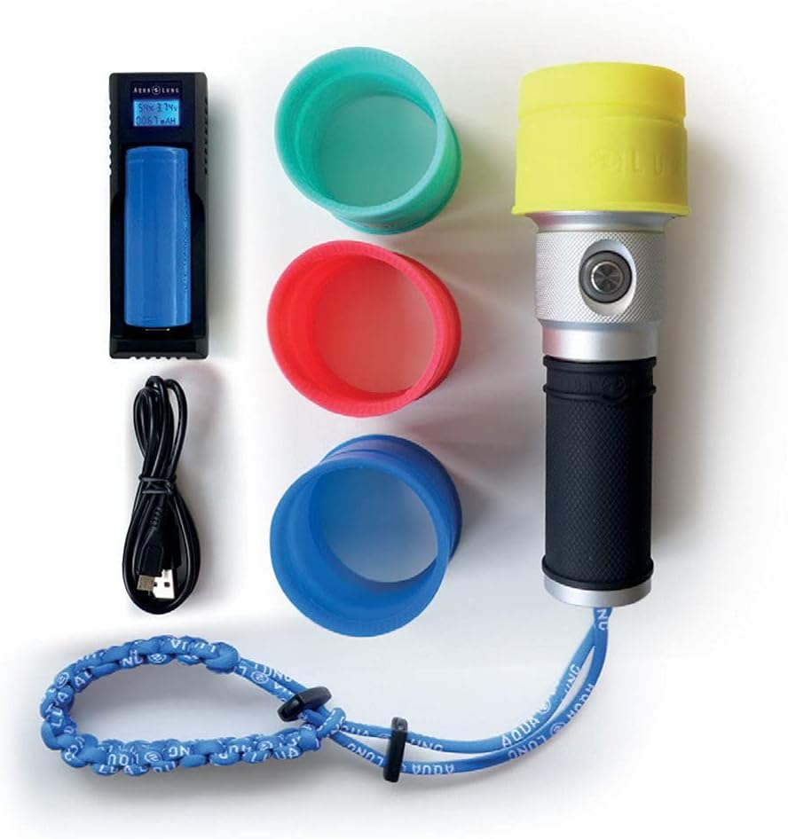 AQUALUNG Seaflare LED-Tauchlampe mit 1300 Lumen, anpassbare Lichtstrahlabweiser, kompaktes und leich