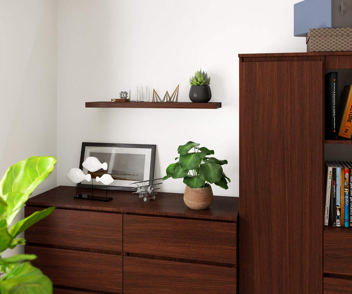 AKORD Wandregal PS-4 80 cm Bücherregal Spielzeug Blumen Dekoration für Wohnzimmer Schlafzimmer Moder