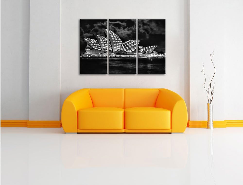 Pixxprint Sydney Opera House bei Nacht als Leinwandbild/Grösse: 3 Teilig (120x80) cm/Wandbild/Kunstd