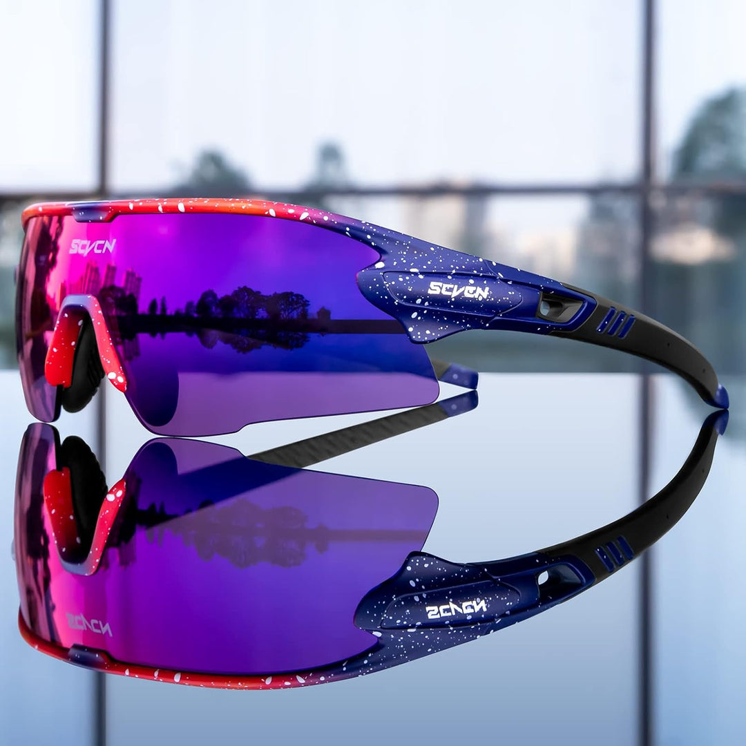 SCVCN Radfahrerbrille Polarisierte Sport Sonnenbrille mit 3 Austauschbaren Gläsern Männer Frauen 25,