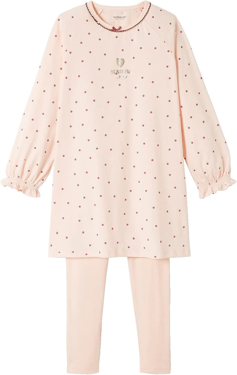Vertbaudet VERTBAUDET2er-Pack Mädchen Nachthemden mit Leggings, Blumen Pack Rosa/Blau 2 Jahre, Pack