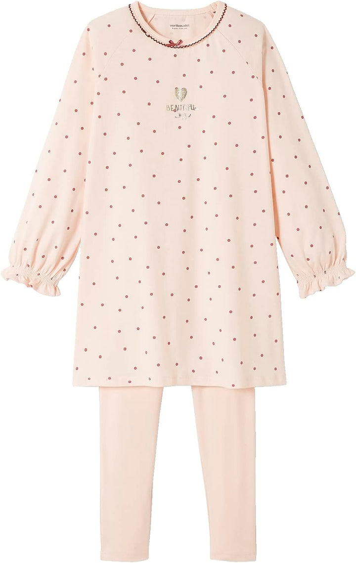 Vertbaudet VERTBAUDET2er-Pack Mädchen Nachthemden mit Leggings, Blumen Pack Rosa/Blau 2 Jahre, Pack