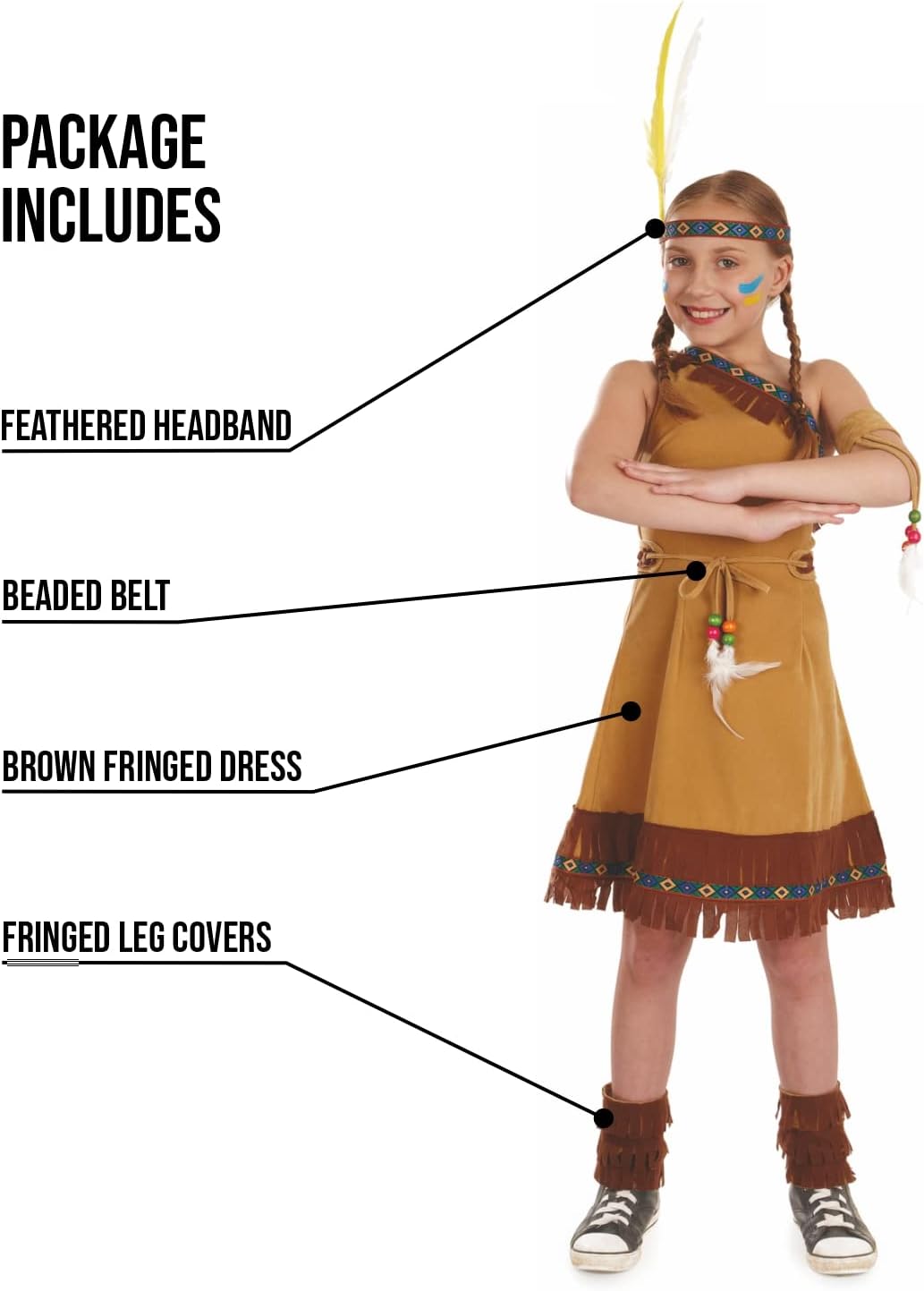 Fun Shack Indianer Kostüm Kinder, Indianer Kostüm Kinder Mädchen, Indianerkostüm Kinder Mädchen, Ind
