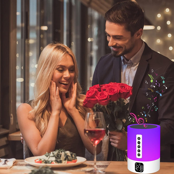 Bluetooth Lautsprecher mit Licht, Wecker mit Licht, Touch Dimmbar Nachttischlampe, White Noise Machi