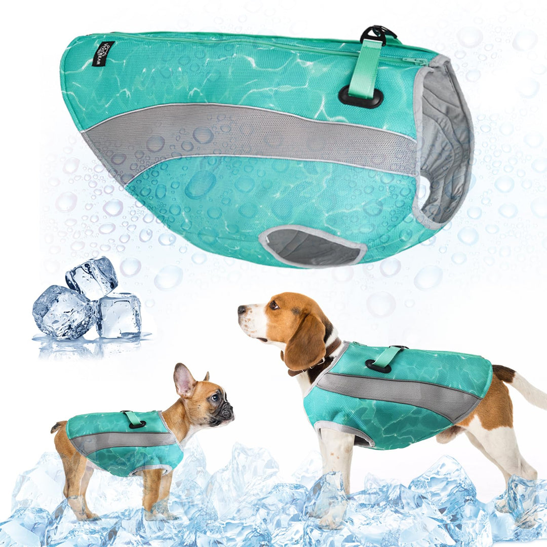 2 in 1 Winterhundemantel und Sommer Hundekühlweste aufgerüstetes Geschirr Kühljacke, atmungsaktive V
