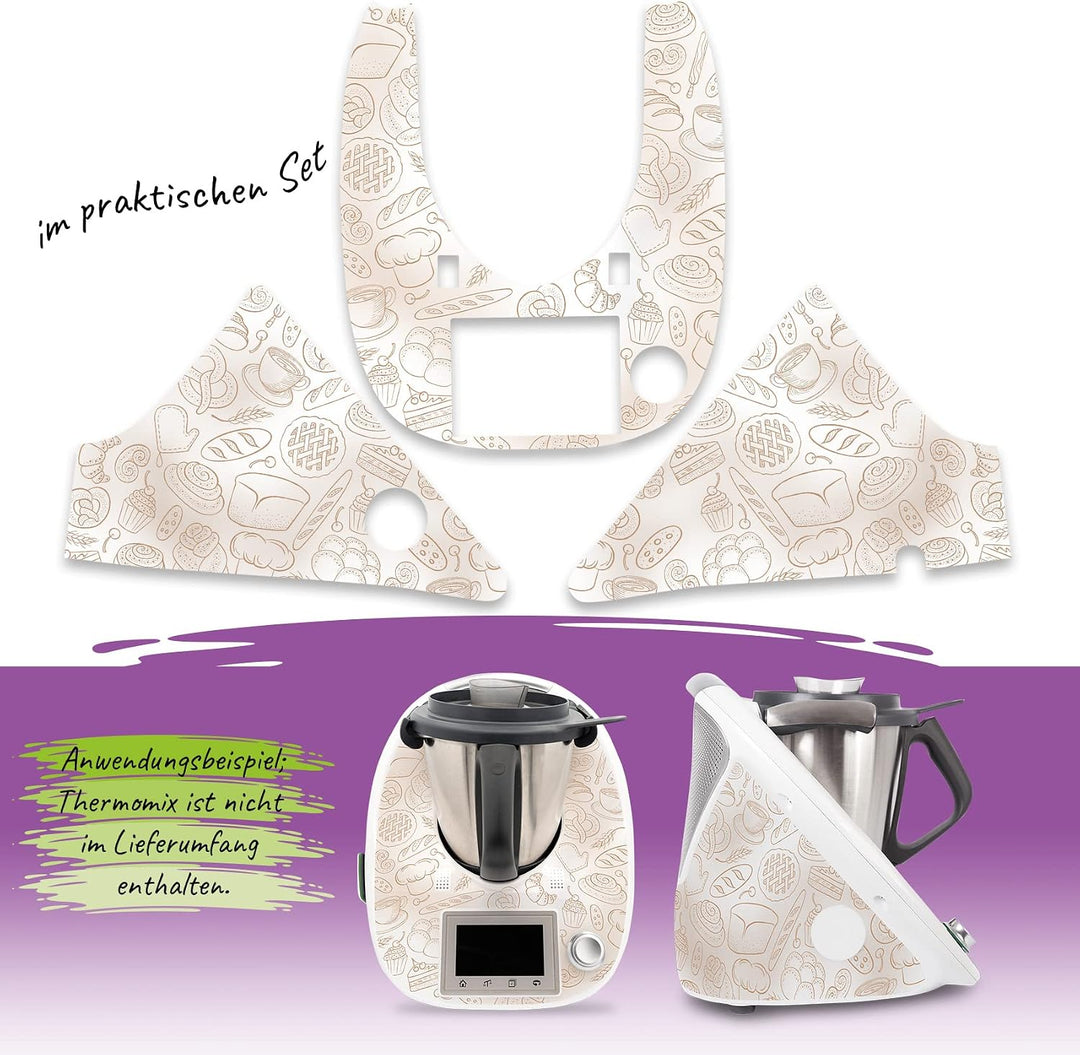 Deko Schutz Aufkleber kompatibel mit Küchenmaschine Thermomix TM5 Design Sticker Klebefolie Zubehör